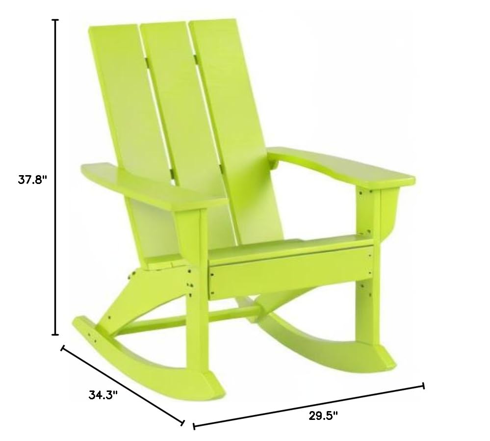 WO Home Furniture 4-Piece Patio Rocking Chair Set - Modern Outdoor HDPE UV-Resistant Rocking Chairs (Lime Green) - Perfect for Backyard, Garden, Poolside & Deck Relaxation