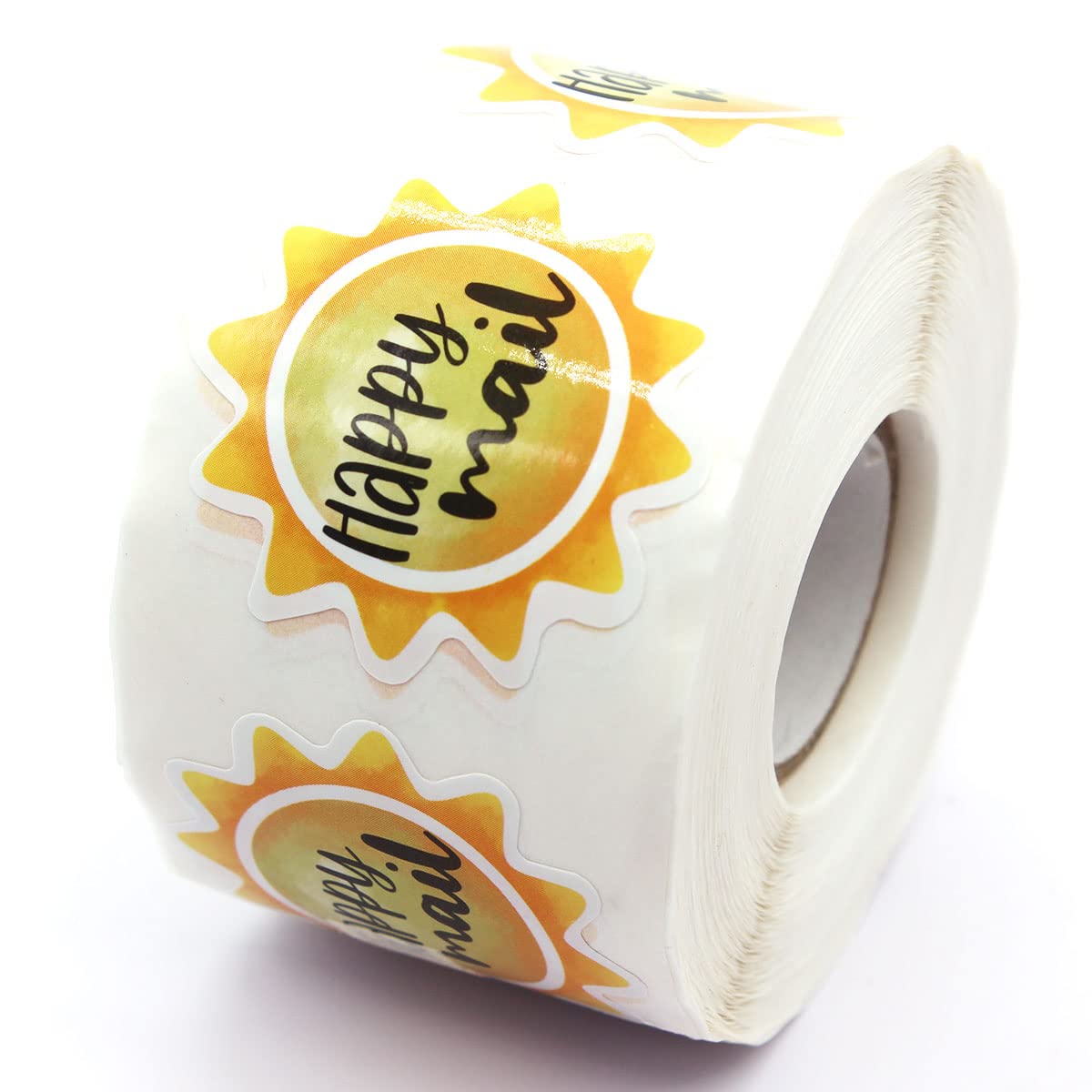 Wailozco Happy Mail Sun Stickers - 500 Labels Per Roll | Thank You Stickers, Handmade Stickers for Small Business & Online Retailers | Perfect for Envelopes, Packaging & Handmade Goods Decoration