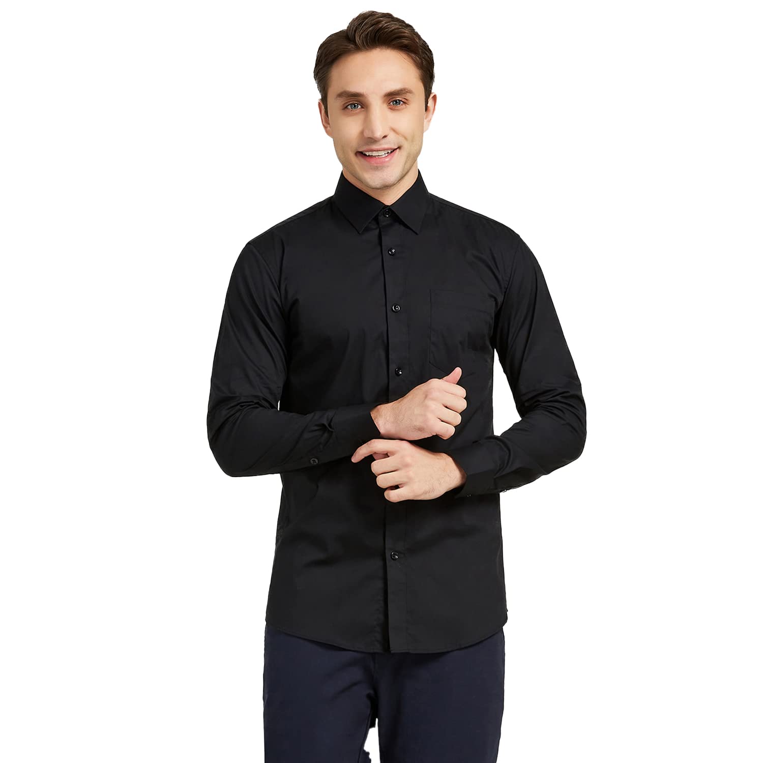 Men's Regular Fit Dress Shirt - Button Up Long Sleeve Stretch Business Casual Shirt for Office & Formal Occasions | Comfortable Textured Fabric for Professional Wear