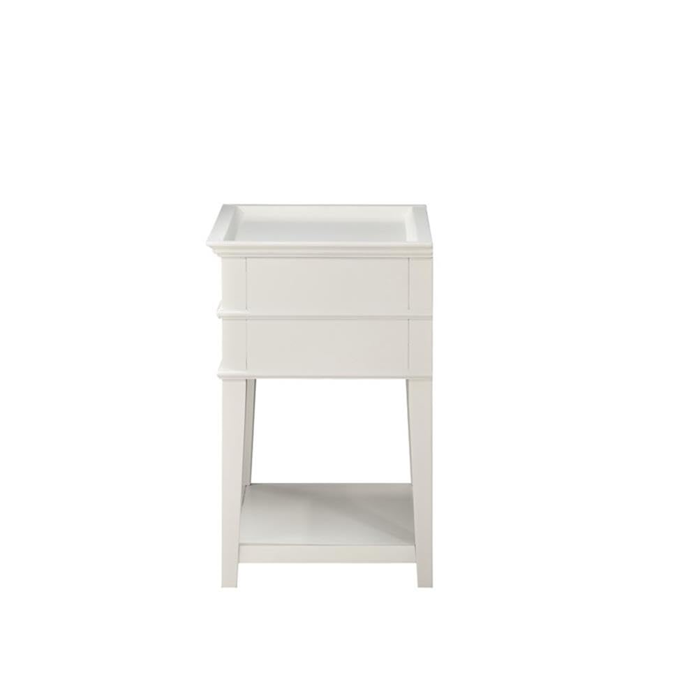 White Clara 2-Drawer Wooden Nightstand with Tray Top - Perfect for Bedroom, Living Room & Small Space Storage