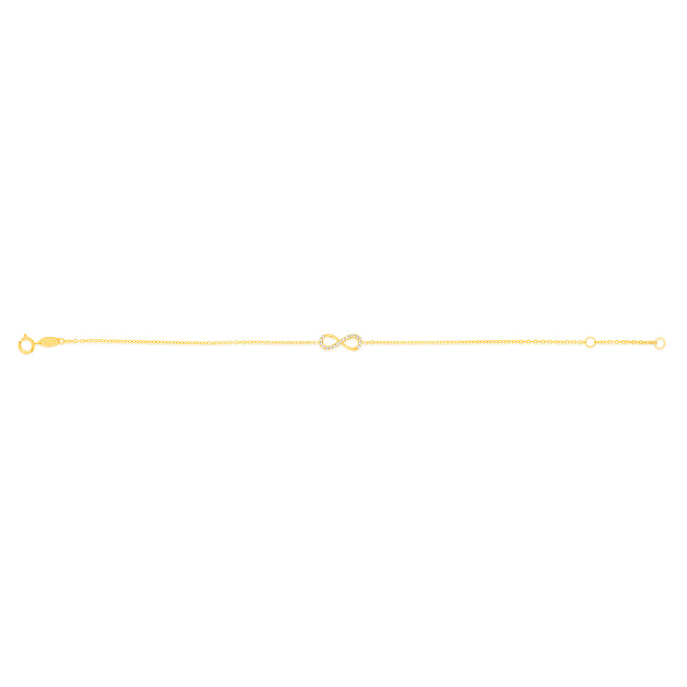 9ct Yellow Gold 19.10cm Zirconia Infinity Bracelet for Women - Elegant Cubic Zirconia Jewelry Gift for Anniversary, Birthday & Special Occasions
