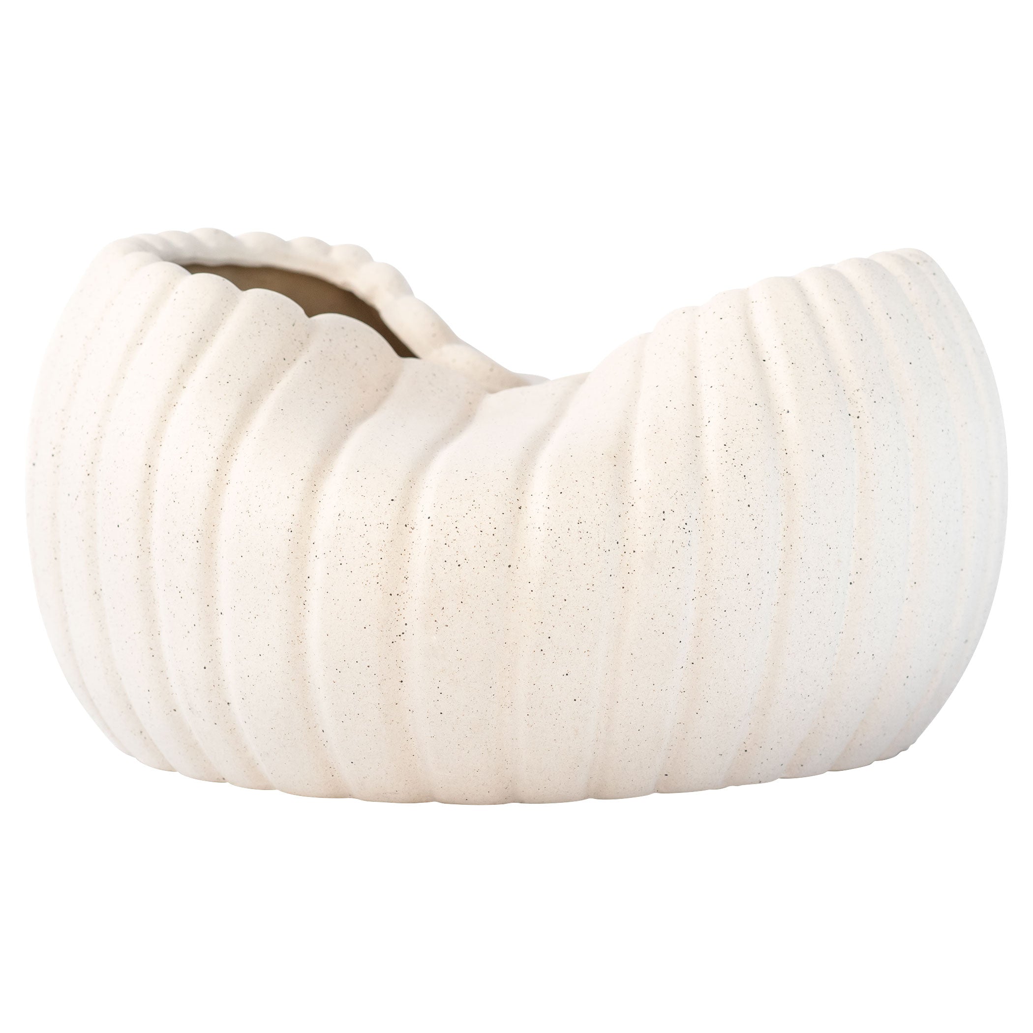 Organic Ribbed Bowl - Grainy White Ceramic Serving Bowl by Cyan Design 11777 - Perfect for Salads, Snacks & Home Decor