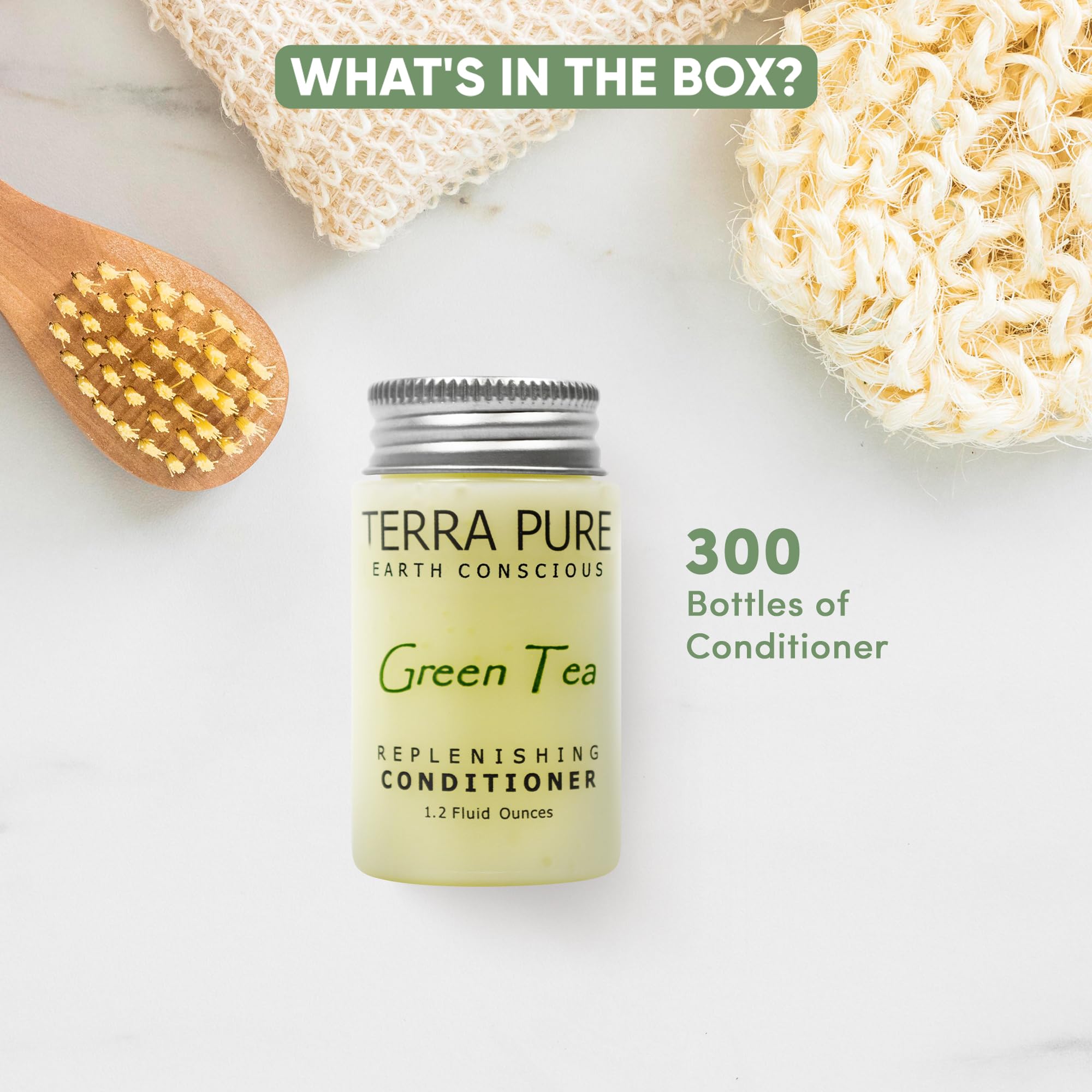Terra Pure Green Tea Conditioner with Organic Honey & Aloe Vera - 1.2 Oz Jar (Pack of 300) | Natural Hair Care for Dry, Damaged Hair | Salon & Retail Use