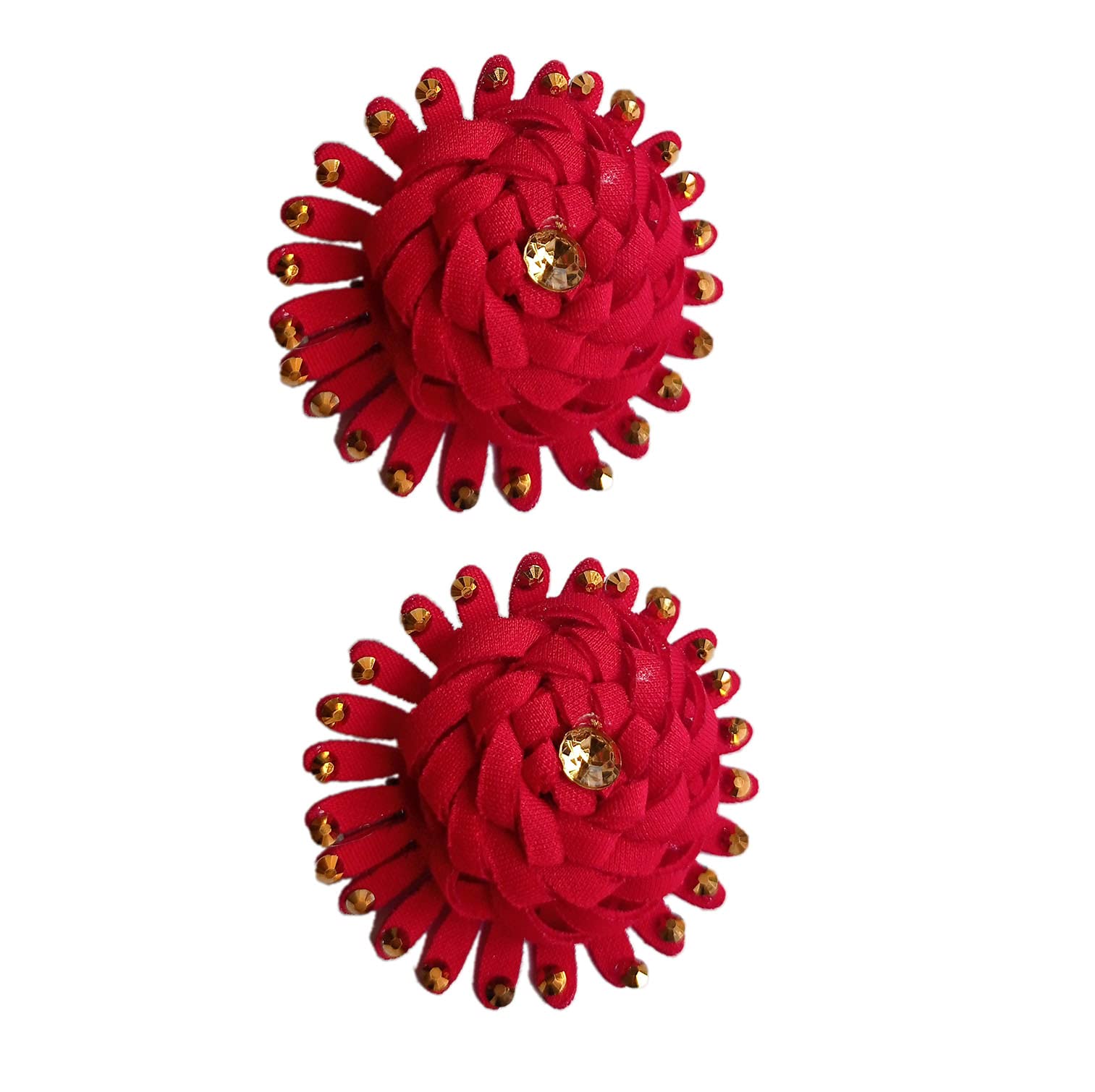 GadinFashion™ 2-Pack Red Artificial Flower Hair Clips for Women & Girls - Stylish Juda Bun Pins for Wedding, Party, Prom & Everyday Hairstyling Accessories