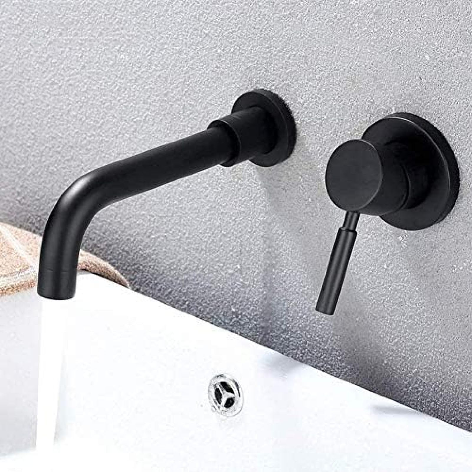 CRJUS Black Kitchen Faucet & Bathroom Mixer Tap - Waterfall Sink Tap, Wall Mounted for Modern Kitchen & Bathroom (Ideal for Home, Hotel, Restaurant Use)