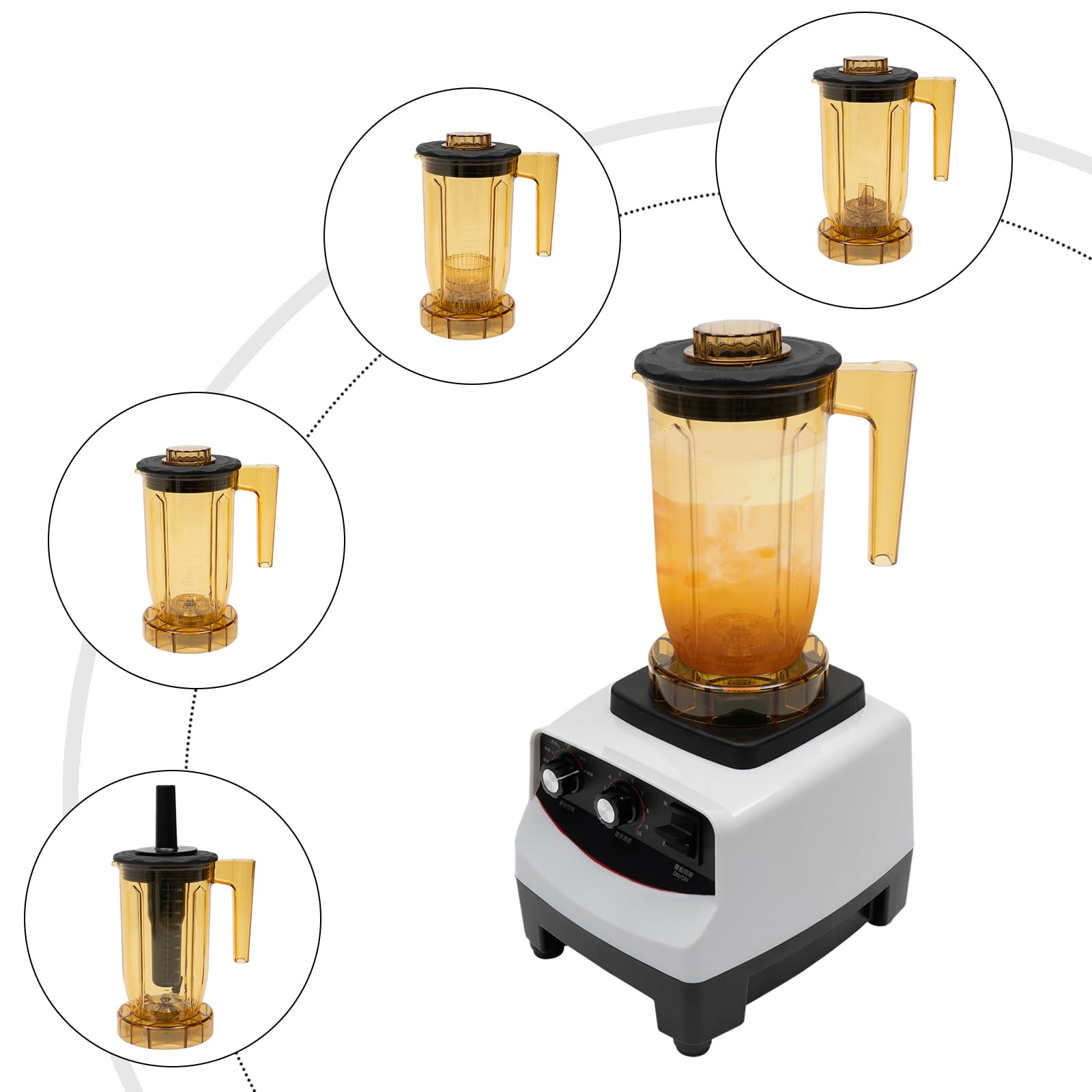 Premium 1800W Bubble Tea Machine - 1200ml High-Speed Blender (30,000 RPM) with 4 Cups & 10 Speed Settings - Commercial & Home Smoothie Maker for Milk Tea Shops, Coffee Houses, Restaurants - Perfect for Making Boba, Frappes, Shakes & Healthy Smoothies
