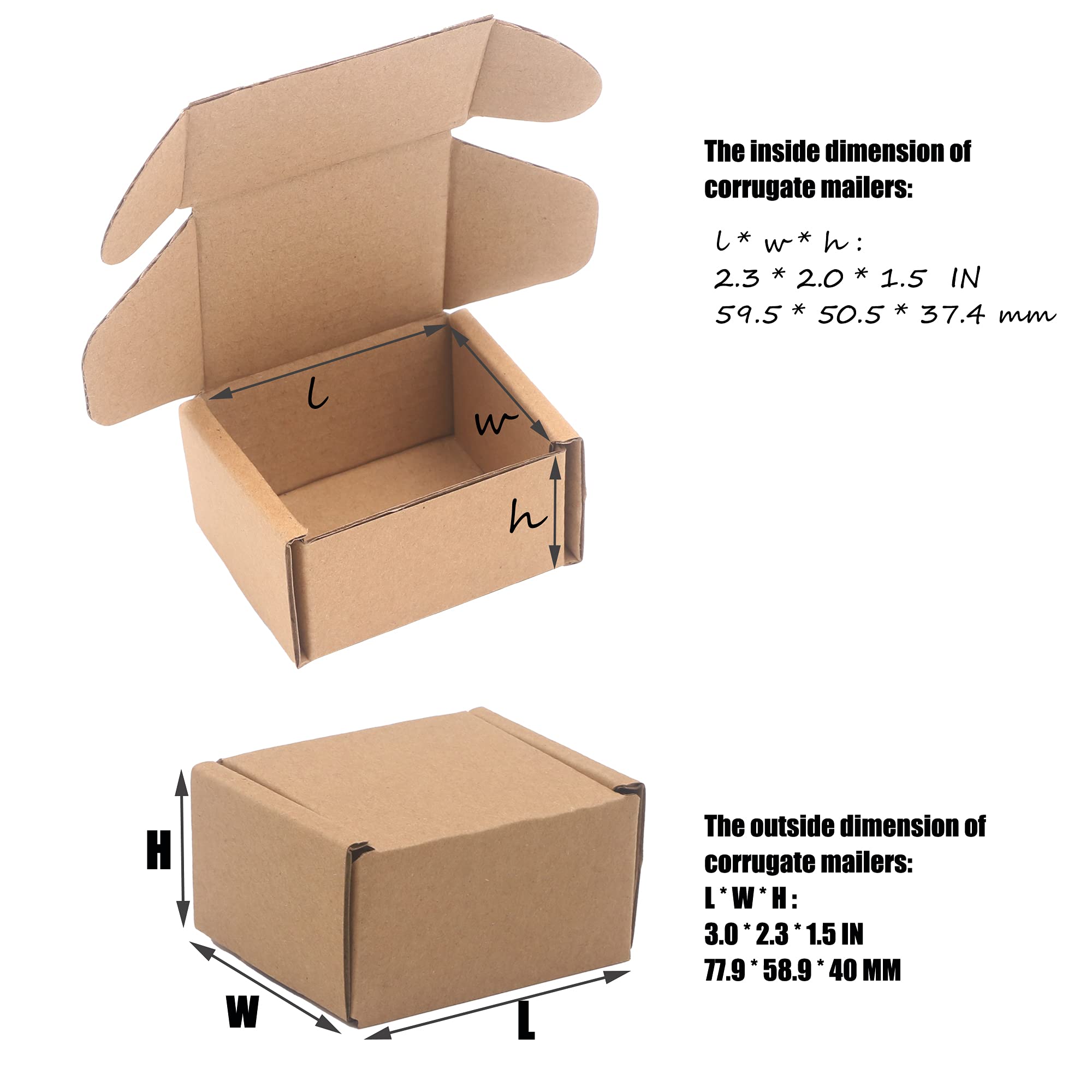 3.1x1.5x2.5 Inch Small Brown Kraft Corrugated Shipping Boxes - 8 Pack Recyclable Crush-Resistant Mailer Boxes for Ecommerce, Jewelry & Small Item Packaging