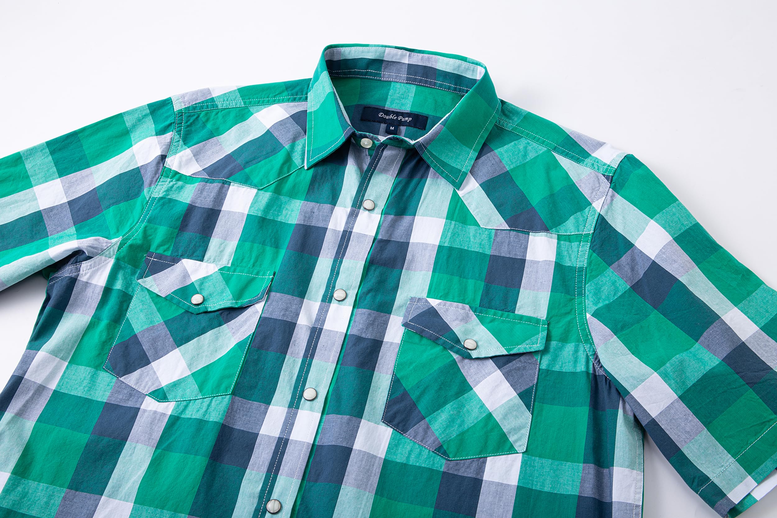 Men's Short Sleeve Western Shirts with Pearl Snap Buttons - Casual Button Up Plaid Shirt for Cowboy Style, Country Music Festivals & Outdoor Adventures (Regular Fit)