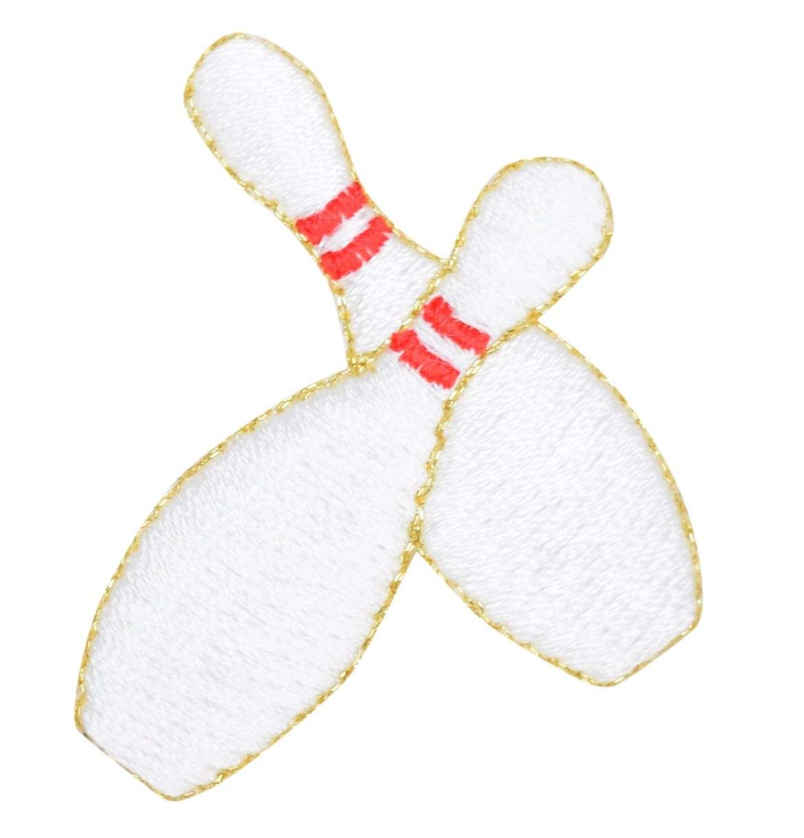 Double Bowling Pins Embroidered Iron On Patch for Jackets, Hats & Bags - DIY Sew or Iron On Applique for Bowling Enthusiasts