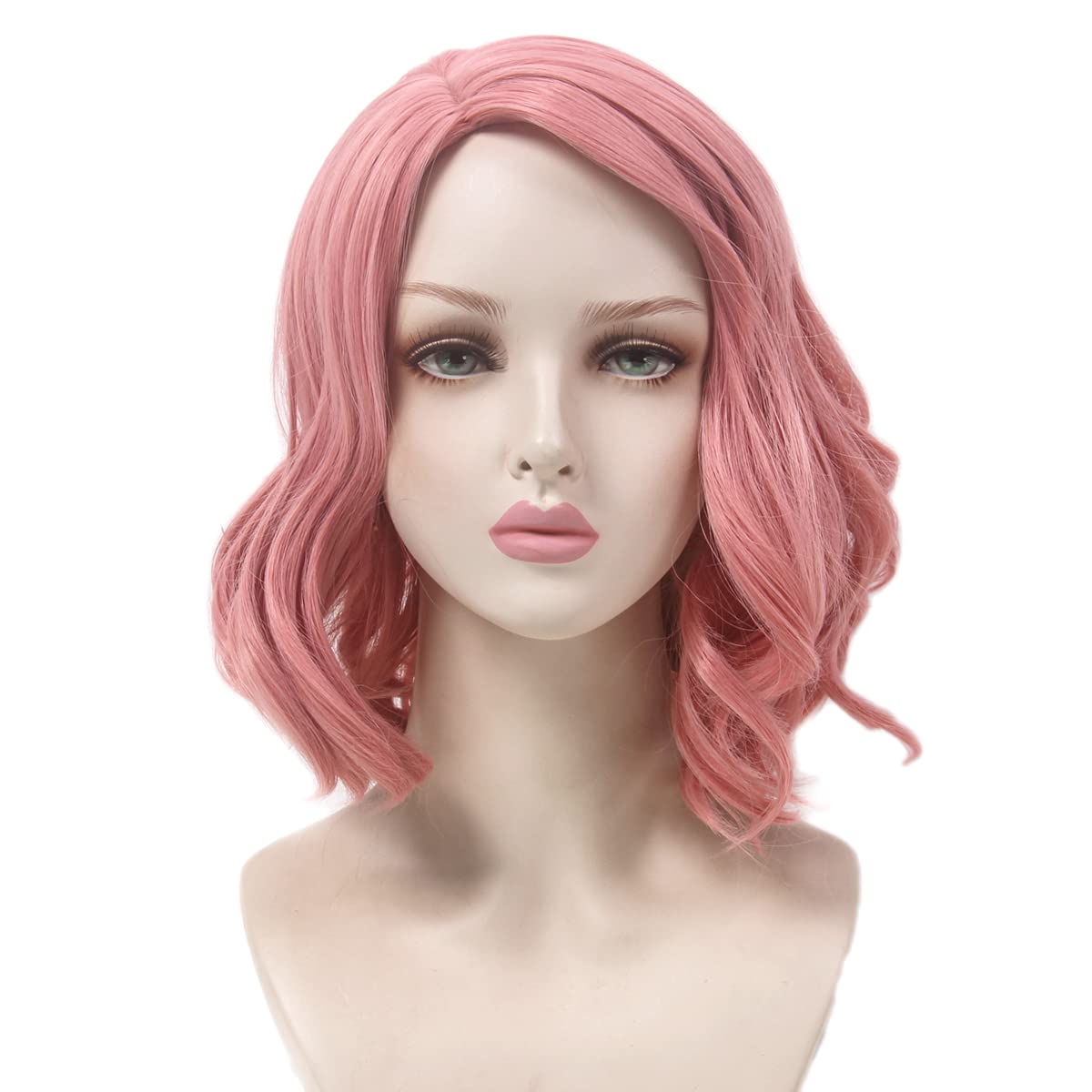 STfantasy Short Pink Wavy Synthetic Wig - Heat Resistant Women's Costume Hair for Cosplay, Fancy Dress, Halloween & Carnival Parties | Perfect for Costume Events, Themed Parties & Cosplay Conventions