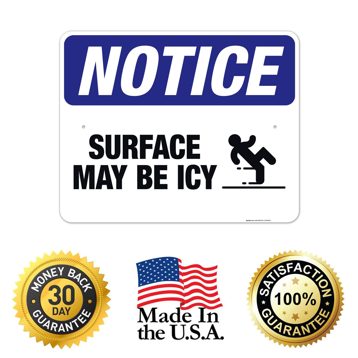 OSHA Icy Surface Warning Sign - 24x30 Inches, Rust-Free .063 Aluminum, Fade Resistant for Indoor/Outdoor Use | Made in USA | Ideal for Parking Lots, Sidewalks & Workplace Safety