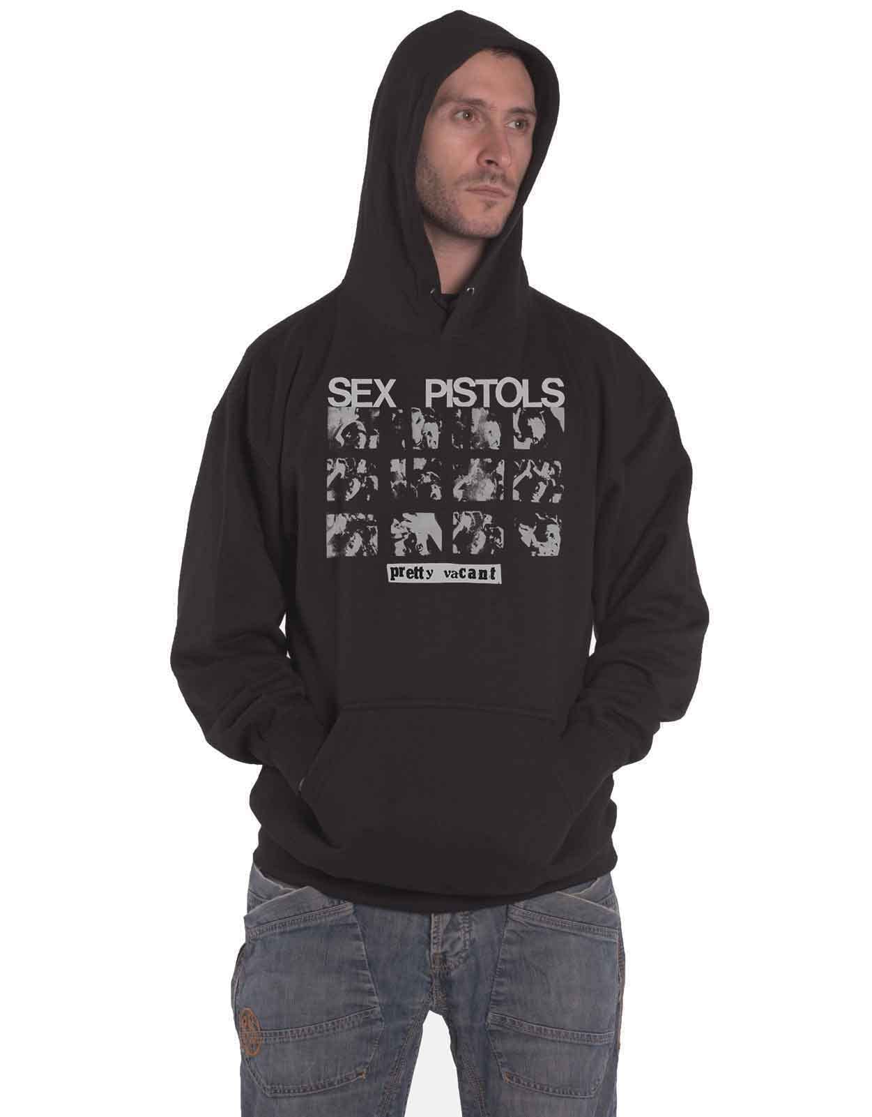 Sex Pistols Men's Pretty Vacant Hooded Sweatshirt - Large Black Punk Rock Band Merch | Vintage Style Pullover for Concerts & Casual Wear