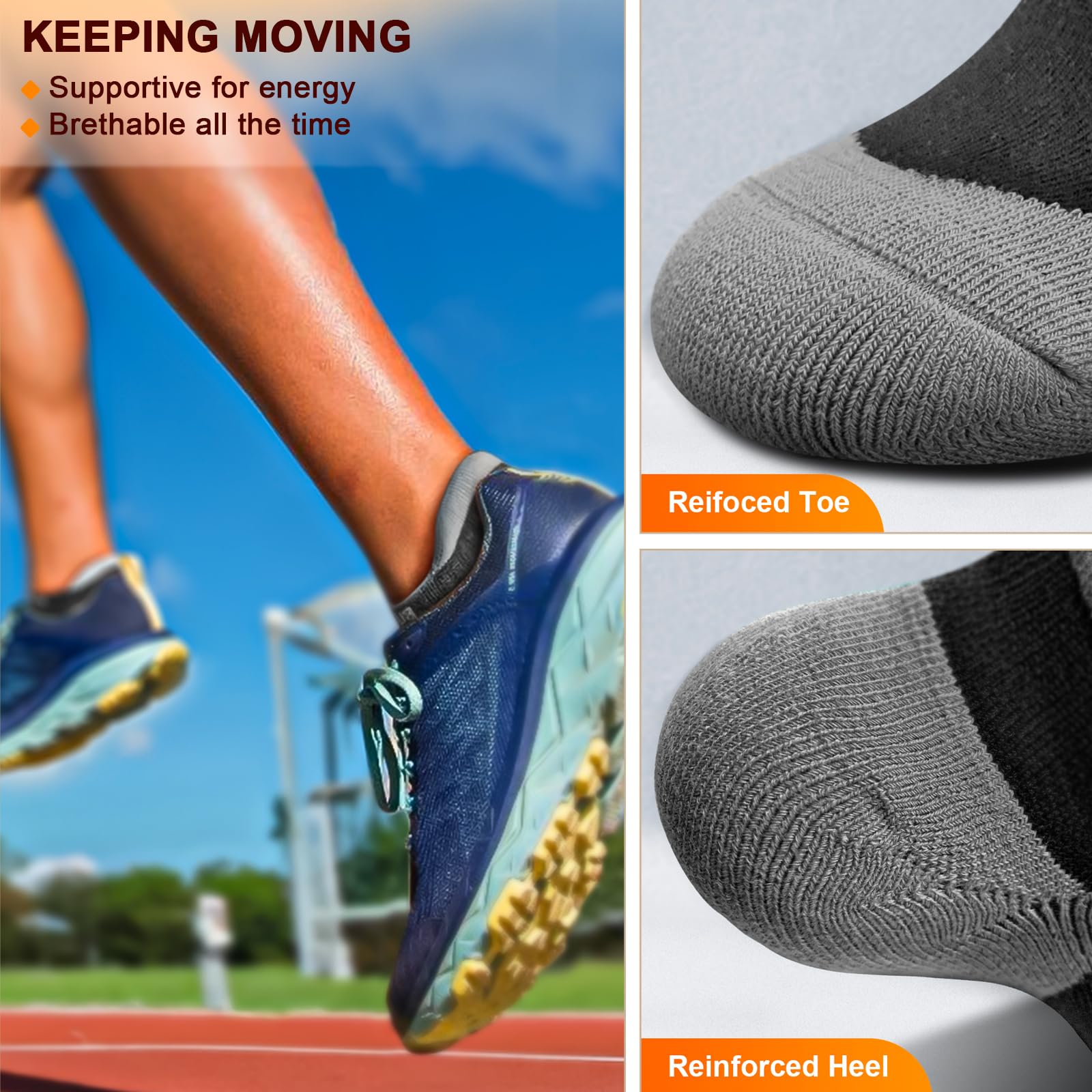BULLIANT Women's Ankle Socks - Cushioned Athletic Socks for Running, Walking & Indoor Sports with Arch Support - Perfect for Gym, Yoga & Everyday Comfort