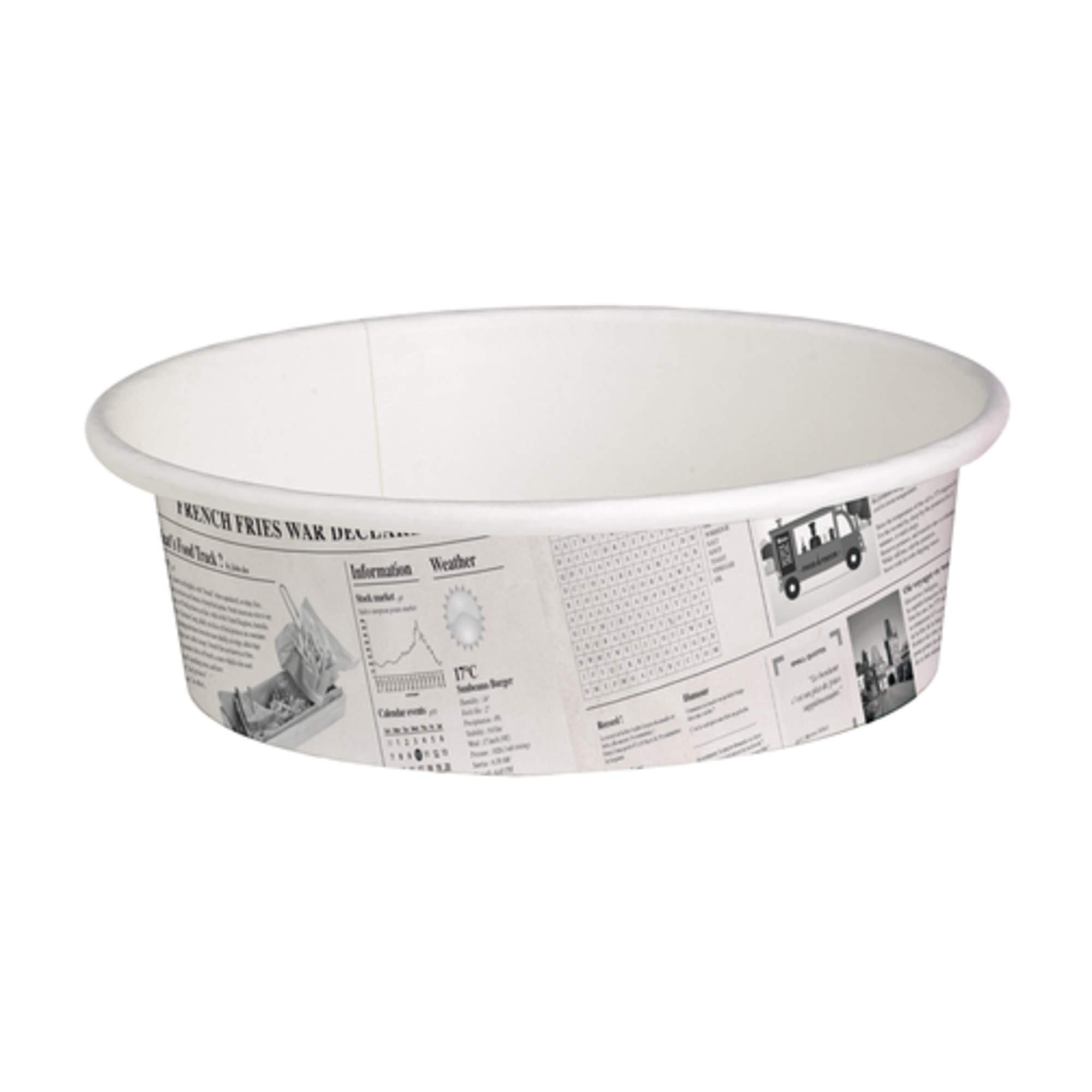 Eco-Friendly Newspaper Print Paper Food Containers - 12 oz Round Microwave-Safe Deli Containers for Takeout, To-Go Meals & Picnics (Case of 500, Recyclable) - Perfect for Restaurants, Food Trucks & Catering Services