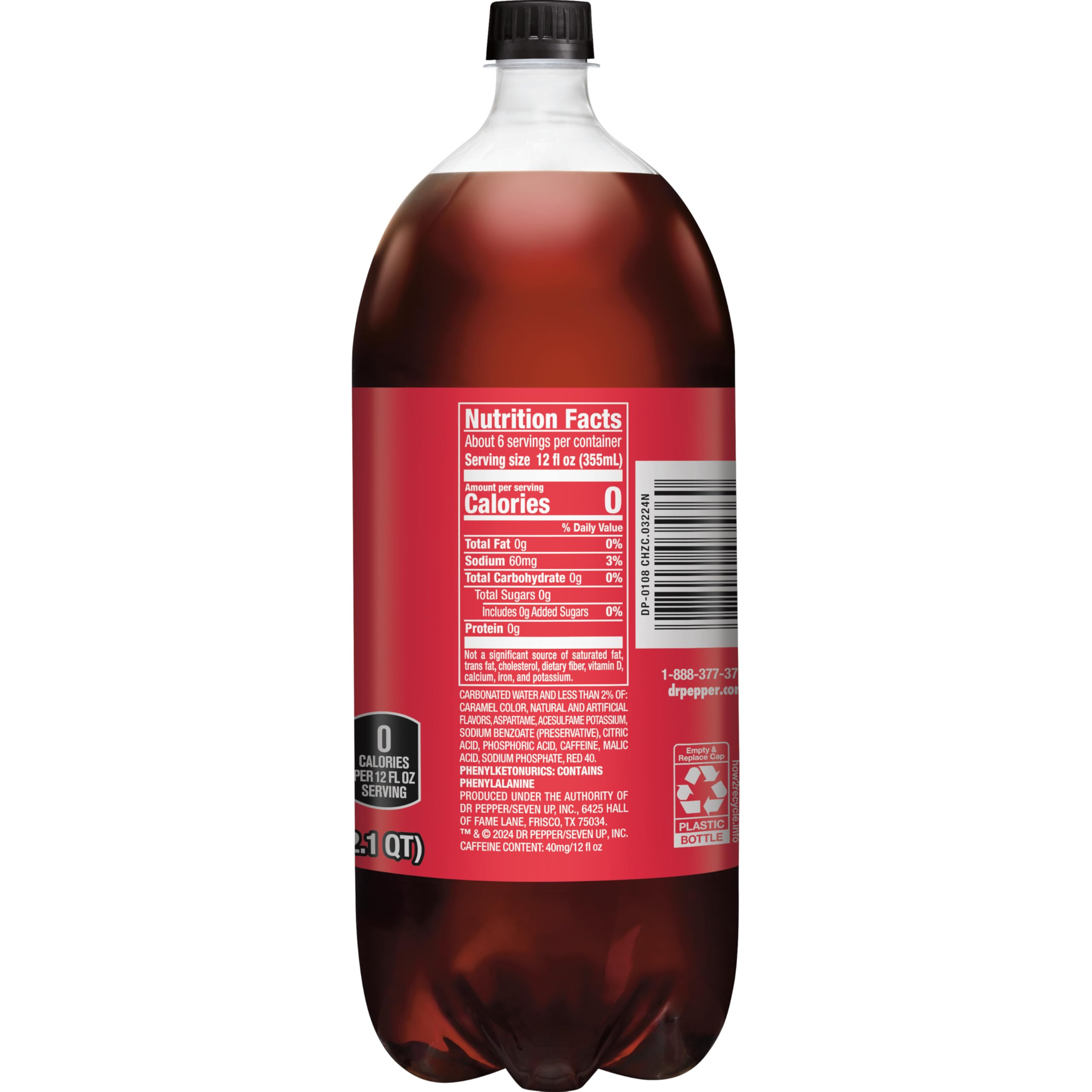 Dr Pepper Cherry Zero Sugar Soda - 12 Pack of 2 Liter Bottles | Zero Calorie Cherry Flavored Soft Drink | Perfect for Parties, BBQs & Movie Nights