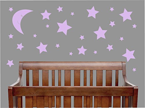 Purple Stars and Moon Wall Decals