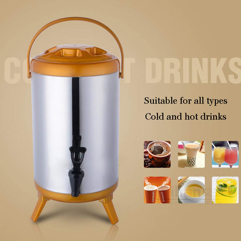 Stainless Steel Insulated Beverage Dispenser with Tap - Commercial Grade for Tea, Espresso & Milk Tea - Keep Hot or Cold - Perfect for Parties, Hotels, Coffee Shops & Restaurants