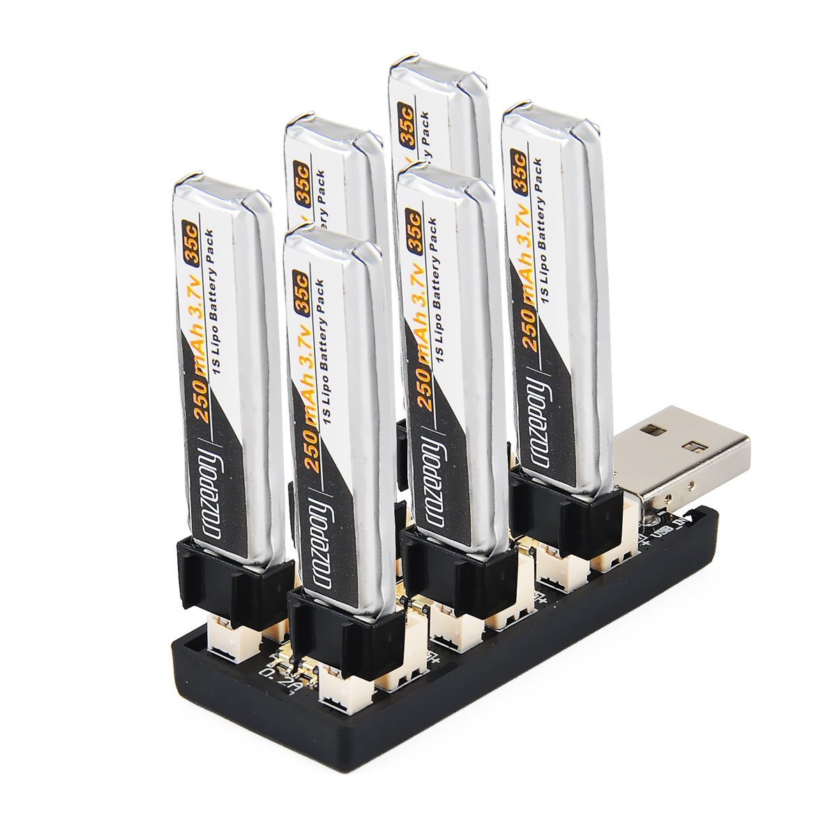 CrazyPony 6 Channel 1S LiPo USB Charger - Fast Charging for Tiny Whoop, Blade Inductrix & Micro JST Connectors - Perfect for FPV Drones, RC Toys & Micro Quadcopters