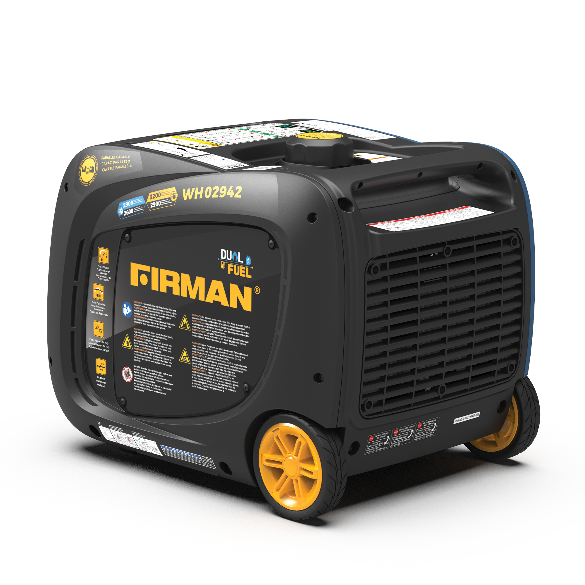 Refurbished 3200W Dual Fuel Inverter Generator with Electric Start - Perfect for Camping, RV Trips & Emergency Power Backup