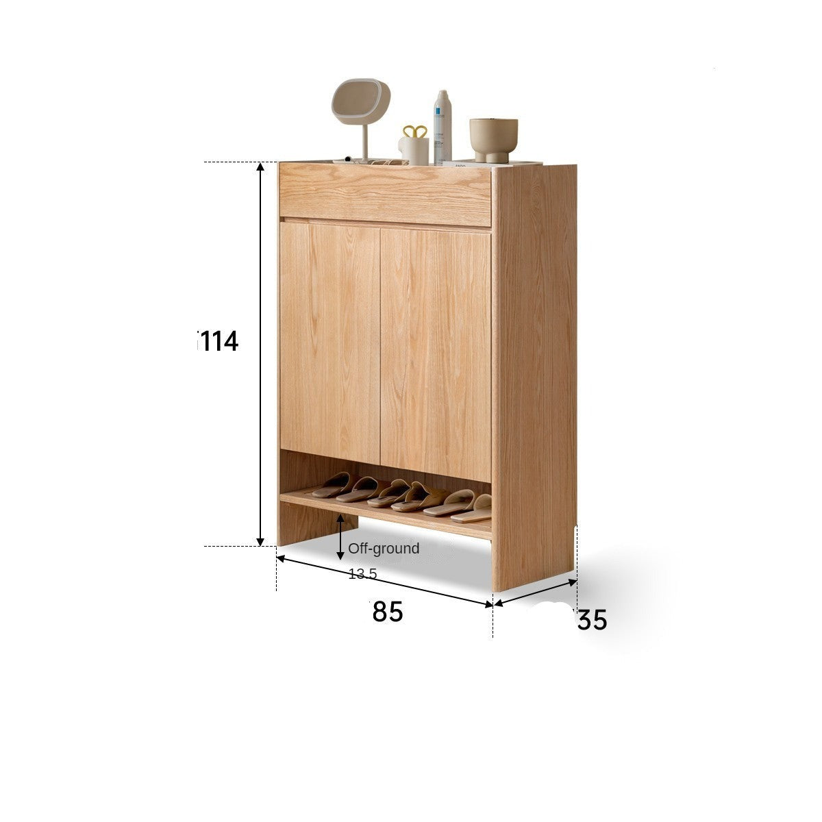 Solid Oak Wood Shoe Storage Cabinet - Modern Nordic Style with Rock Slab Design - Perfect for Entryway, Bedroom, or Closet Organization
