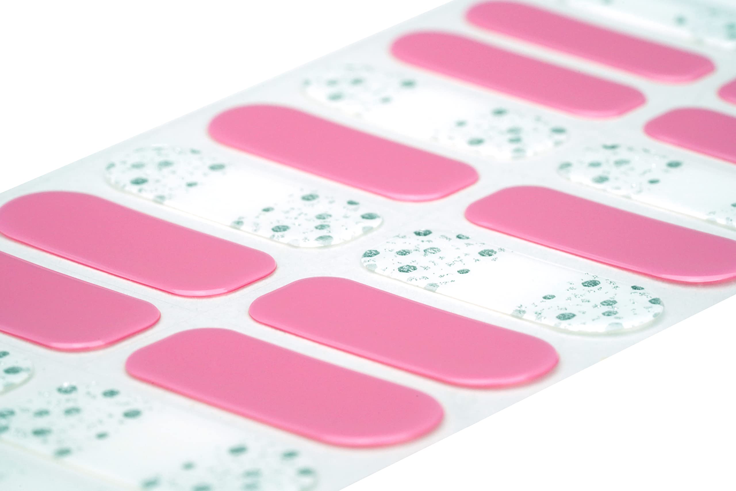 22 Premium Semi-Cured Gel Nail Polish Strips Kit with Application Accessories - Pink, Glitz & White Shades for Long-Lasting Manicures at Home or Salon