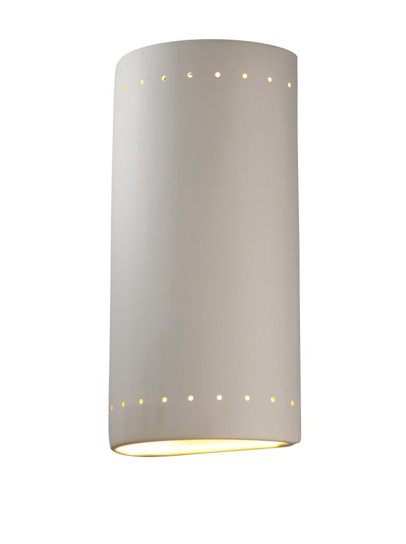White CER-1190W-BIS Outdoor Wall Sconce with Ceramic Bisque Shades - Weatherproof Porch Lighting for Patio, Garden & Entryway