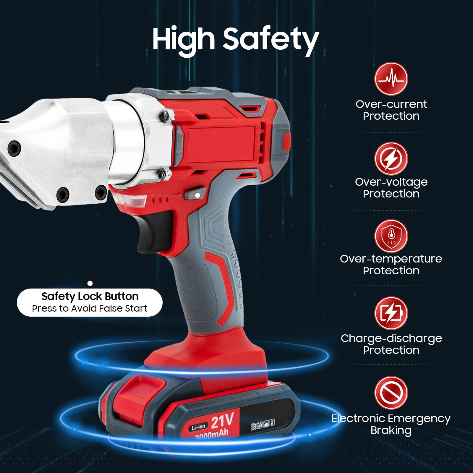 21V 600W Cordless Electric Metal Shears - Heavy Duty Lithium Battery Powered Metal Cutting Tool for Iron & Stainless Steel - Perfect for DIY Projects, Metal Fabrication, and Construction Work