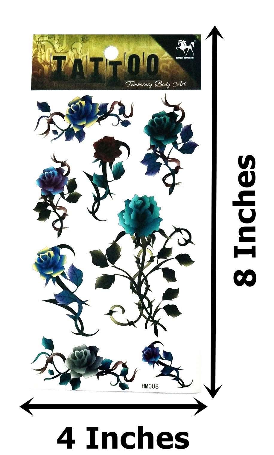 NipitShop 3D Sexy Blue Rose Flower Temporary Tattoo - Waterproof Body Art Sticker for Women - Perfect for Parties, Festivals, and Summer Beach Looks
