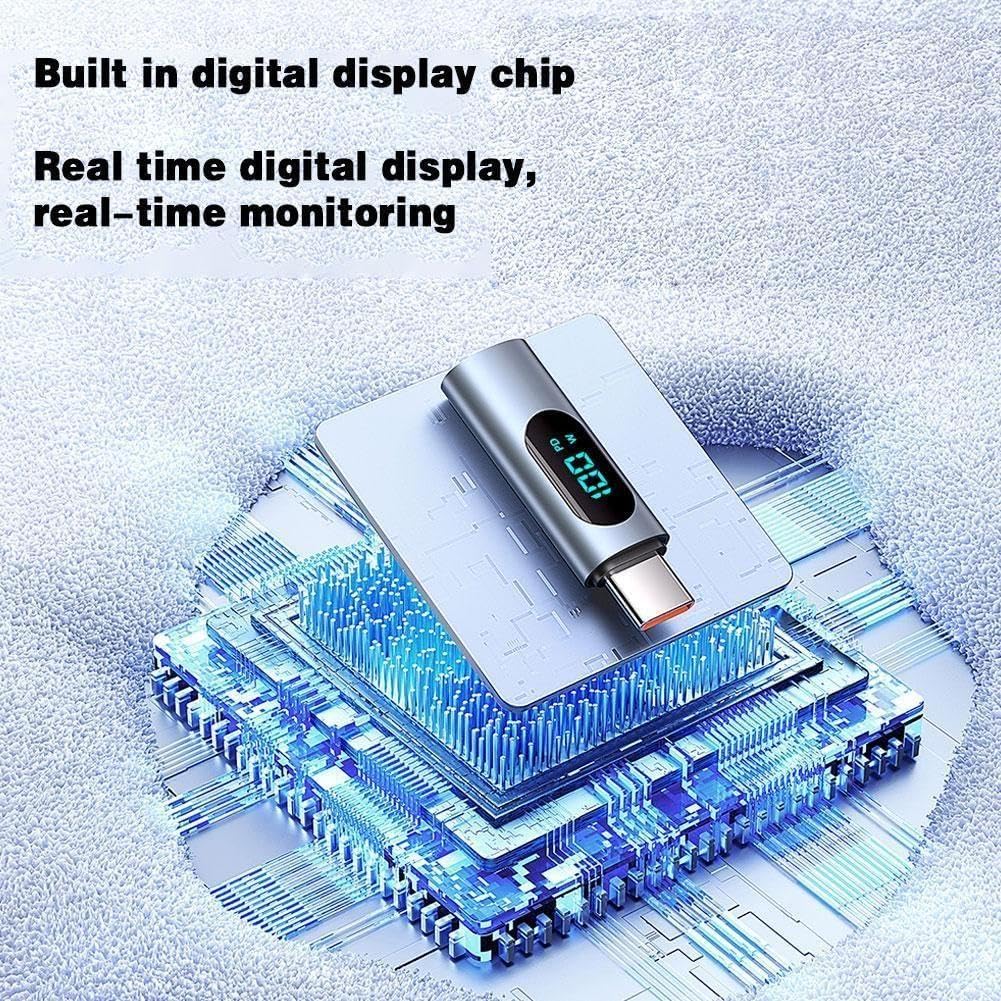 100W PD Fast Charging USB C to USB Adapter with Digital Display - OTG Converter for MacBook, iPhone 15, iPad Pro - Perfect for Travel, Office & Home Charging
