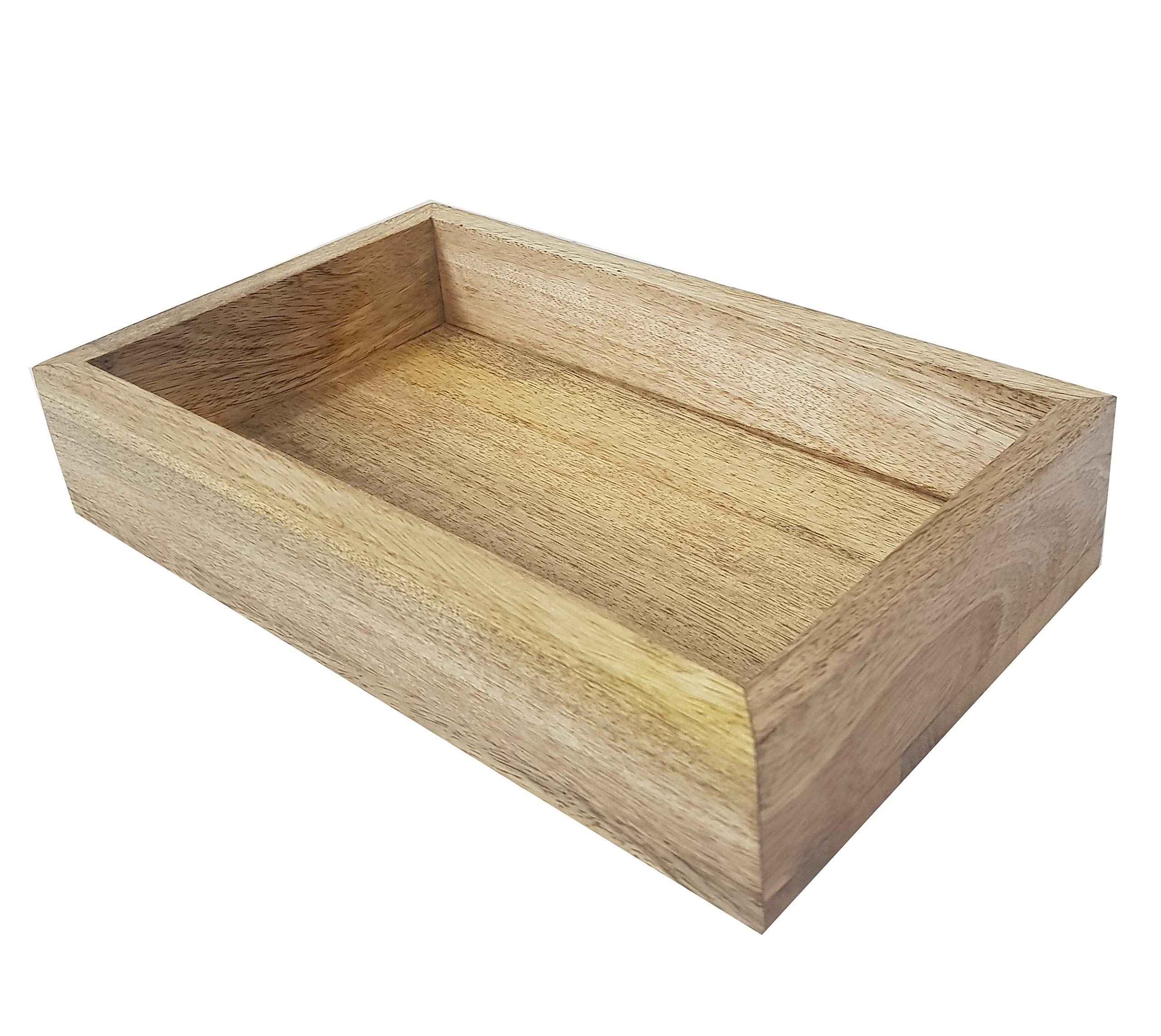 Handmade Mango Wood Guest Towel Holder - 10x6 Inch Vanity Tray & Bathroom Organizer, Natural Wood Makeup Tray & Tabletop Decor for Home, Spa, and Wedding Gift