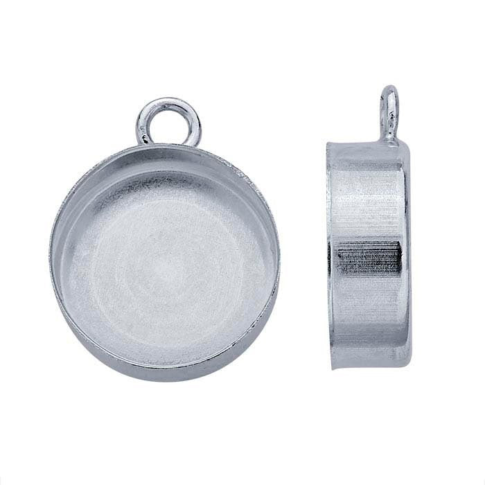 Sterling Silver Round High Wall Cabochon Pendant Setting - 10mm to 30mm Round Cabochon Mounting for Earrings, Necklaces & Rings - Jewelry Making Supplies for DIY Custom Designs (Perfect for Beading, Wire Wrapping & Metal Crafts)