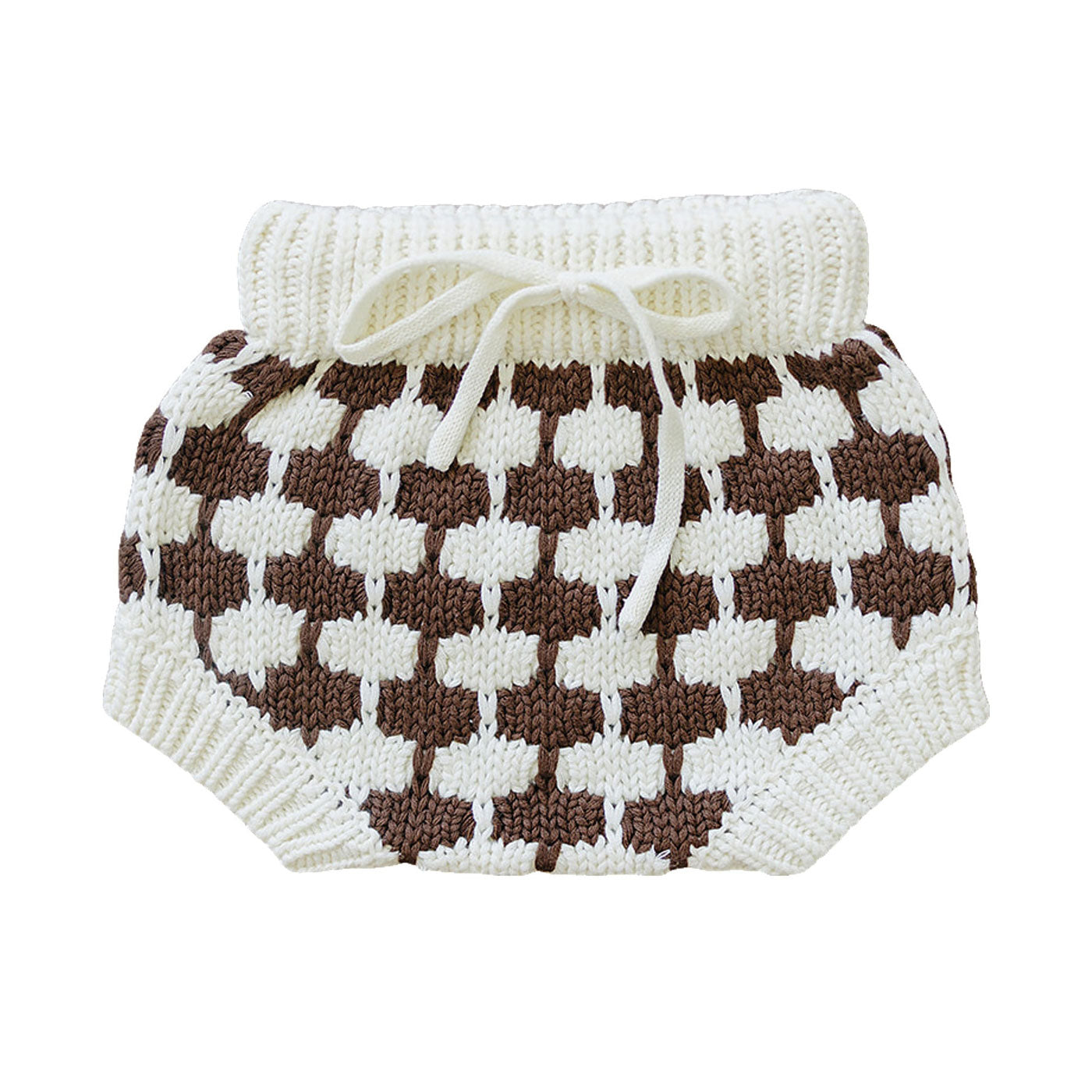 Soft Knit Bloomers in Brown & Cream - Comfortable Baby Pants for Playtime & Photo Shoots