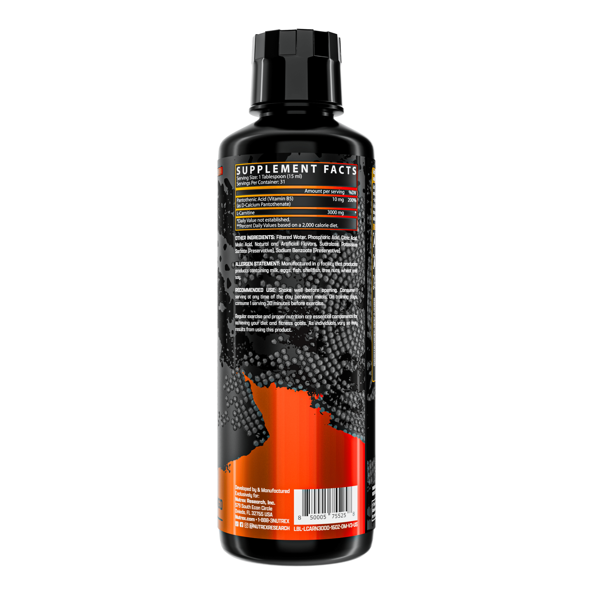 Nutrex Liquid Carnitine 3000 - Premium L-Carnitine Supplement for Weight Loss & Energy Boost - Ideal for Workouts, Fat Burning & Athletic Performance