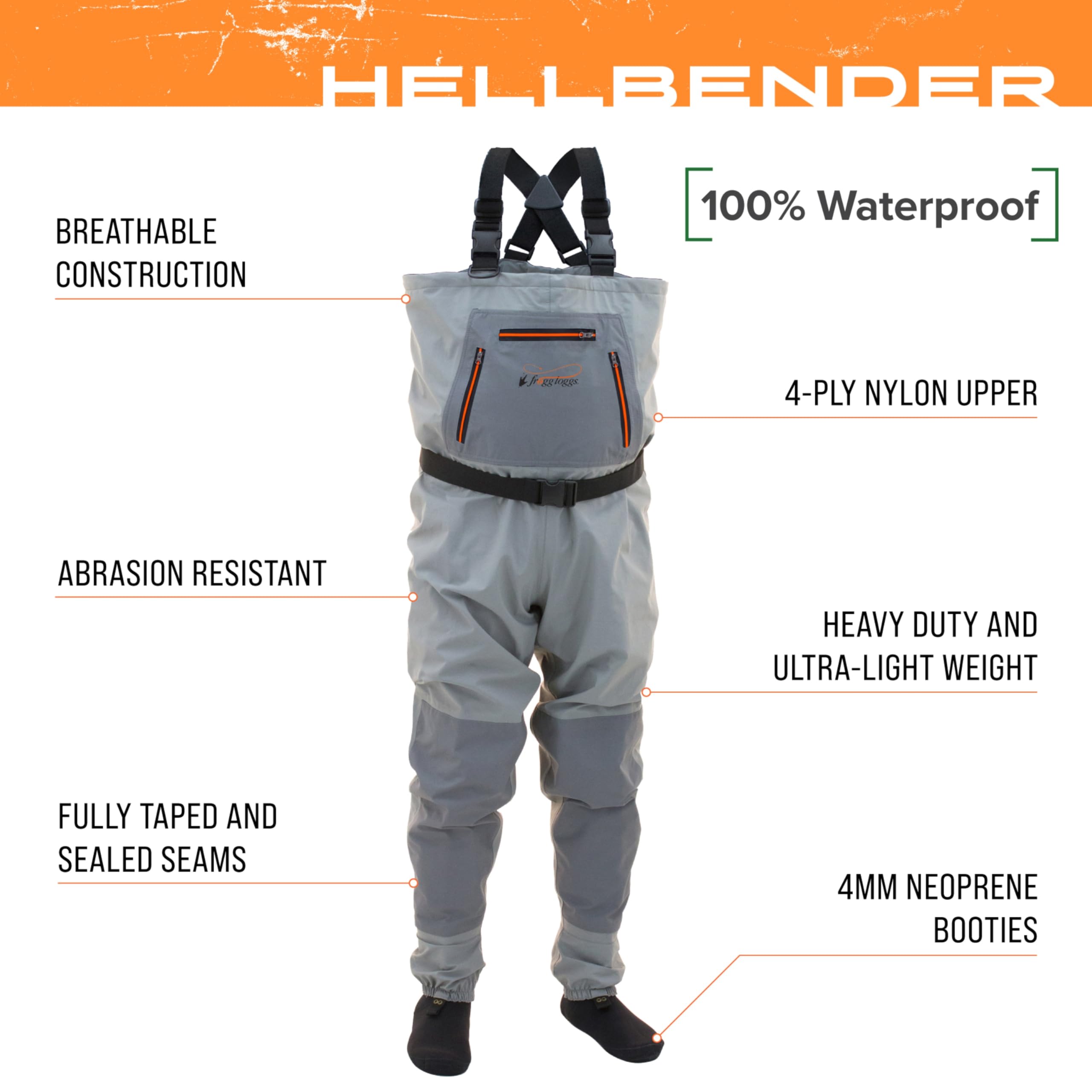 FROGG TOGGS Hellbender Breathable Stockingfoot Fishing Chest Wader for Men - Lightweight Waterproof Fly Fishing Gear for Streams & Rivers