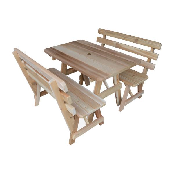 Premium Western Red Cedar Picnic Table with 2 Comfortable Backed Benches - Outdoor Dining Set for Patio, Garden, Park & Backyard BBQs