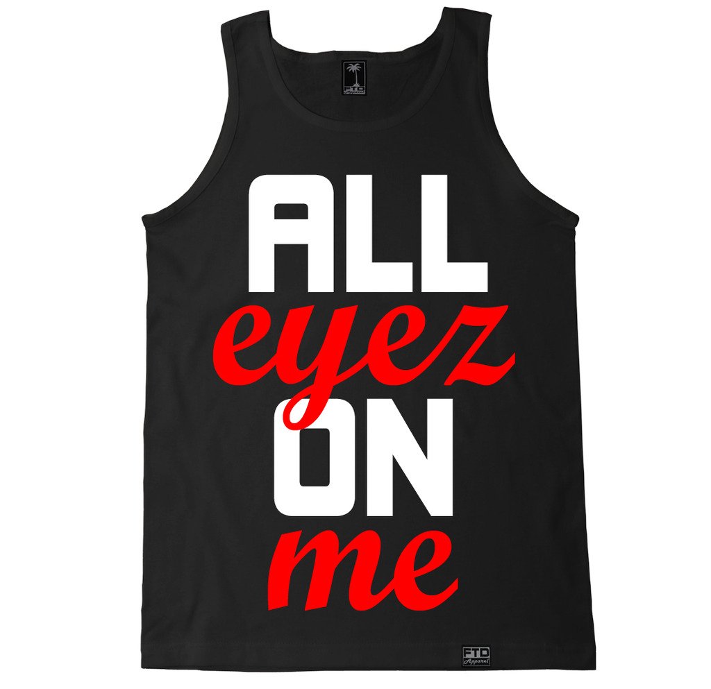 FTD Apparel Men's All Eyez On Me Sleeveless Muscle Tank Top - Gym Workout, Bodybuilding, Casual Streetwear Fashion for Summer