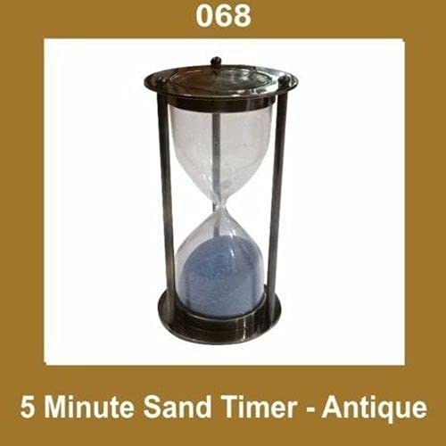 5 Minute Sand Timer - Antique Brass Sandglass for Home & Office Decor | Perfect for Games, Meditation, and Nautical Themed Spaces