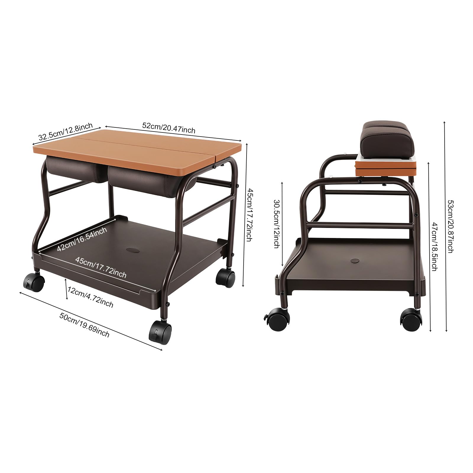 **CNCEST Portable Pedicure Chair for Salon & Spa - Adjustable Nail & Foot Bath Trolley with Massage Table & Footrest Stand - Perfect for Manicure, Pedicure & Relaxation (Coffee Brown)**    *(Ideal for professional salons, home spas, and mobile nail technicians - enhances comfort and convenience during treatments.)*
