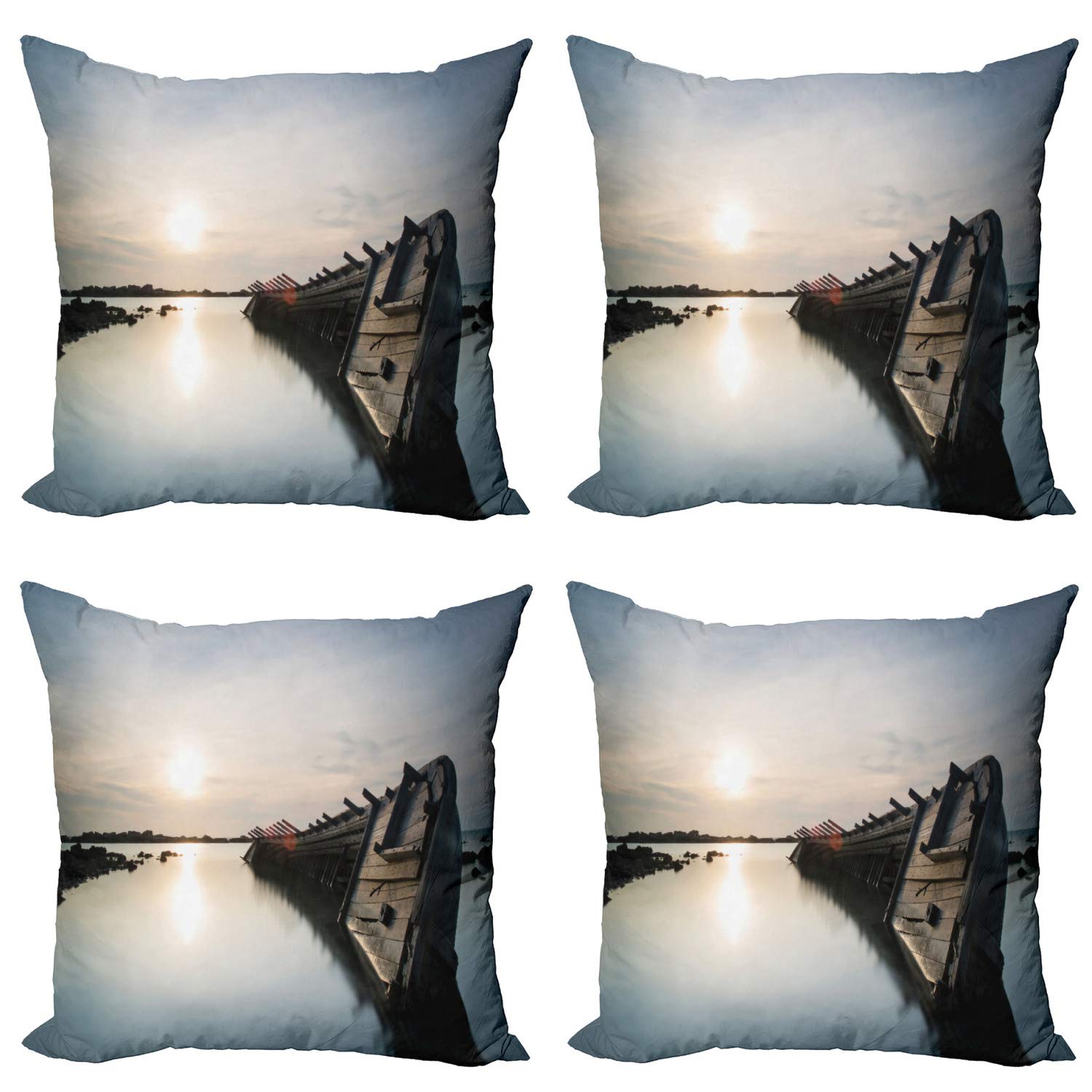 Ambesonne 4-Pack Shipwreck Decorative Throw Pillow Covers 24