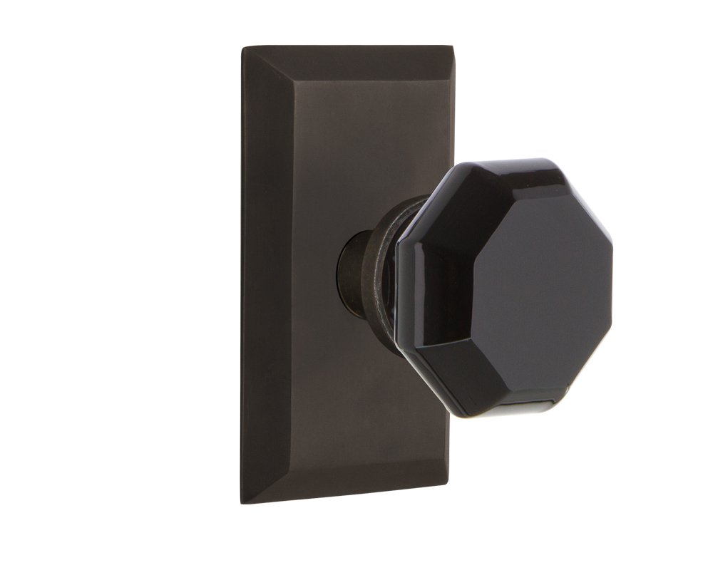 Vintage Waldorf Black Door Knob - Oil-Rubbed Bronze Privacy Knob 2.75