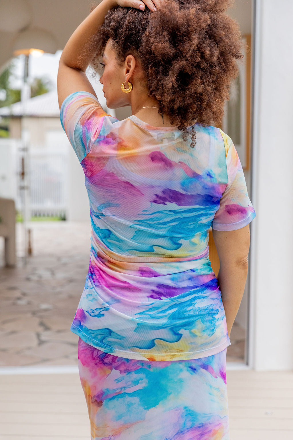 Darla Mesh Top for Women - Breathable Ocean Blue Summer Blouse | Perfect for Beach, Party & Casual Outfits