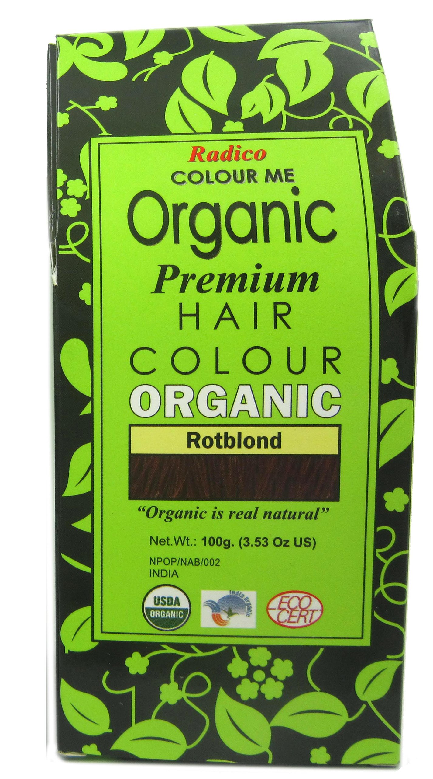 Organic Radico Colour Me Hair Dye - 100% Natural Reddish Blonde (100g) | Vegan, Chemical-Free Hair Color for Women & Men | Perfect for At-Home Hair Coloring, Touch-Ups & Gray Coverage