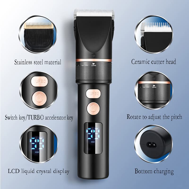 Professional Hair Clipper Trimmer for Men - Rechargeable Electric Hair Cutting Machine with Adjustable Blades | Perfect for Barber Shops, Home Grooming & DIY Haircuts
