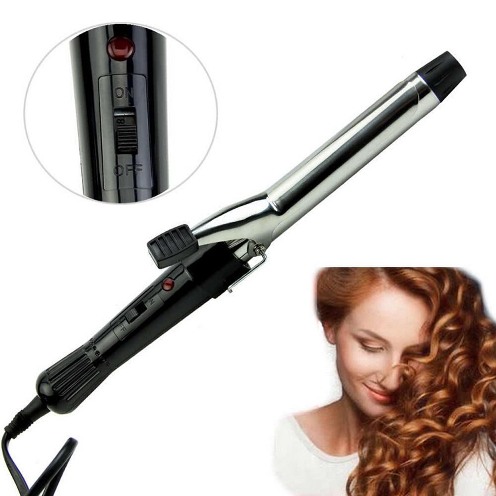 Professional Electric Hair Curler Machine for Women - Black & Silver Hair Curling Iron with Rollers for Salon-Quality Styling at Home or On-the-Go