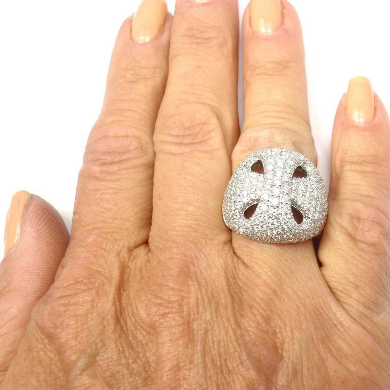 18K White Gold Damiani Diamond Ring - 3.21ctw Large Size 7 - Perfect for Engagement, Wedding & Anniversary Gifts