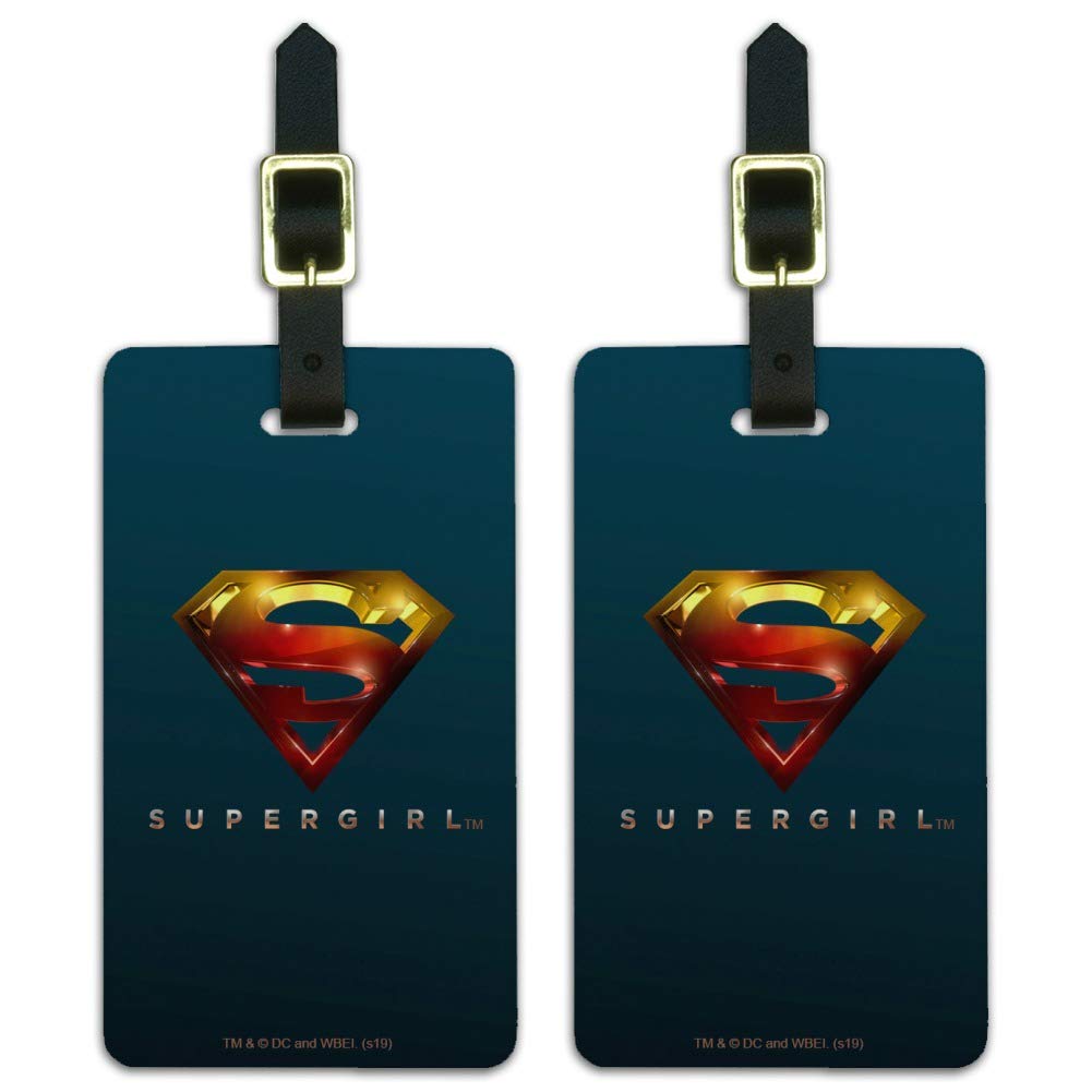 Supergirl TV Series Logo Luggage ID Tags - Set of 2 Personalized Suitcase Name Tags for Carry-On Bags, Travel Accessories for Fans - Perfect for Airports, Business Trips and Vacation Travel