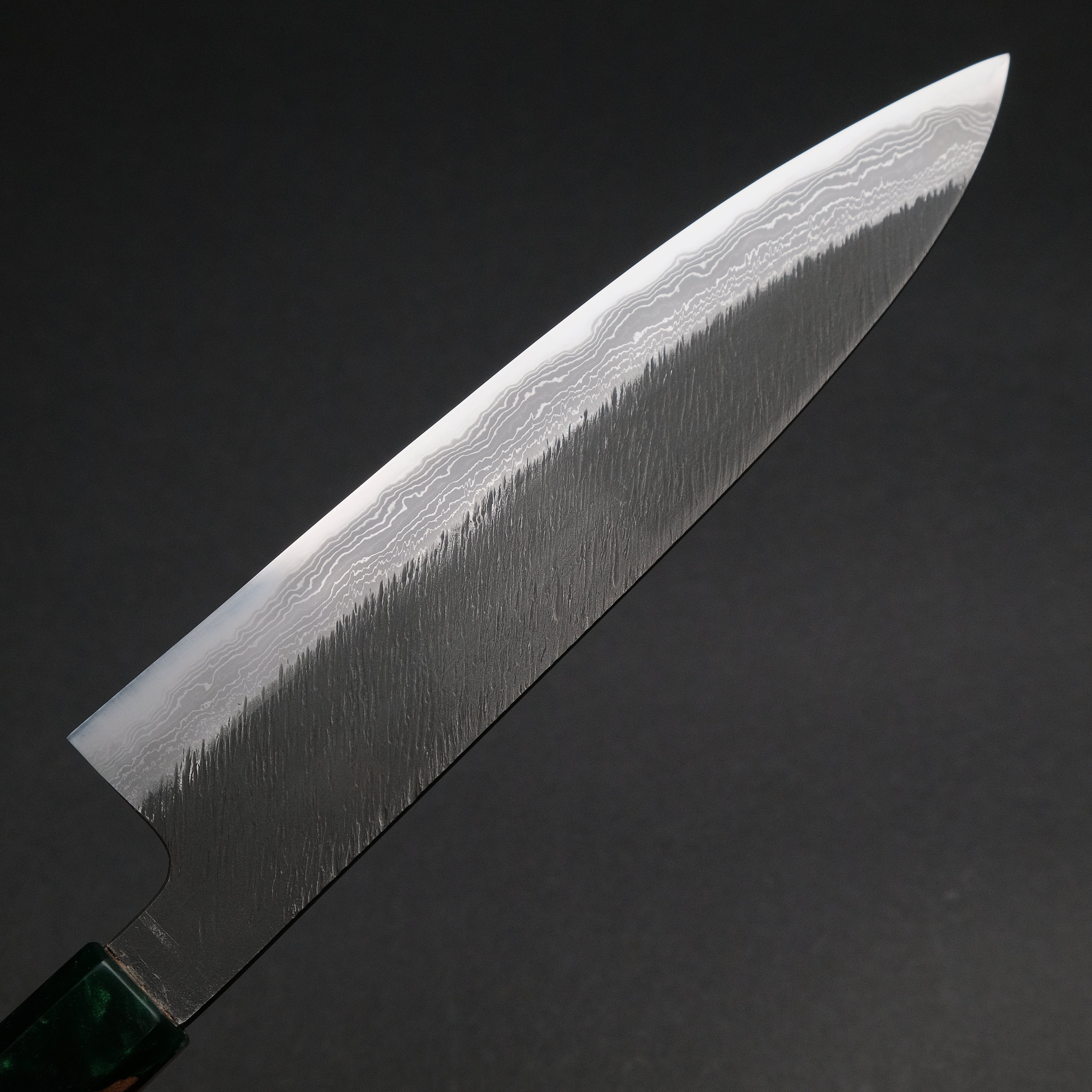 Ajikataya White #2 Matsuba Damascus Gyuto 210mm Japanese Chef Knife with Olive Wood & Resin Handle - Premium Kitchen Knife for Sushi, Meat Cutting & Professional Cooking (#11)