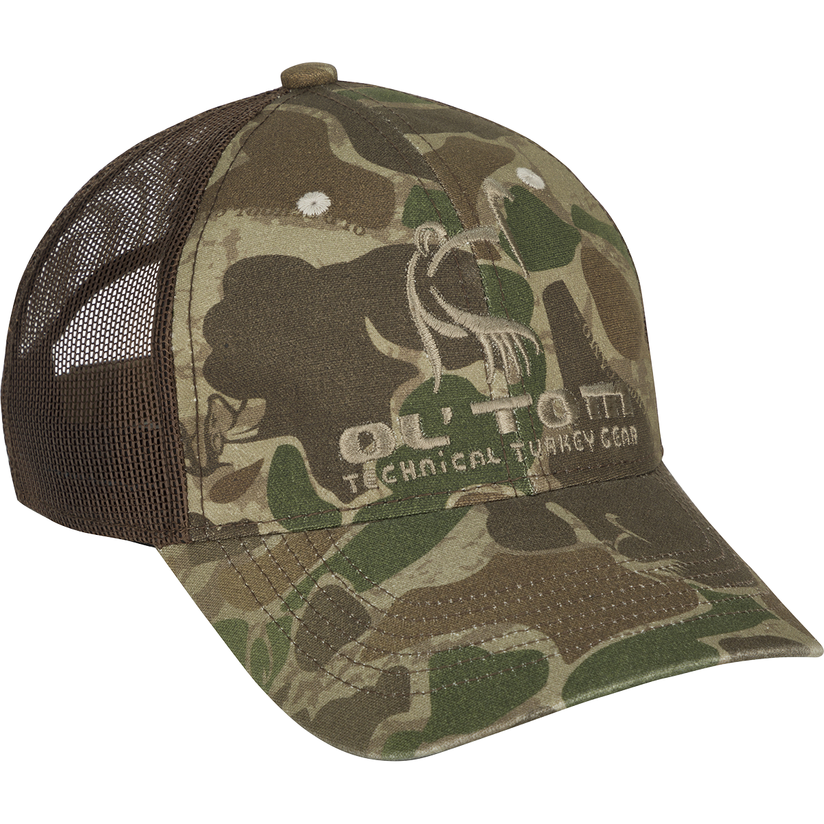 Ol' Tom Camo Mesh Back Baseball Cap - Adjustable & Breathable for Outdoor, Hunting, and Casual Wear