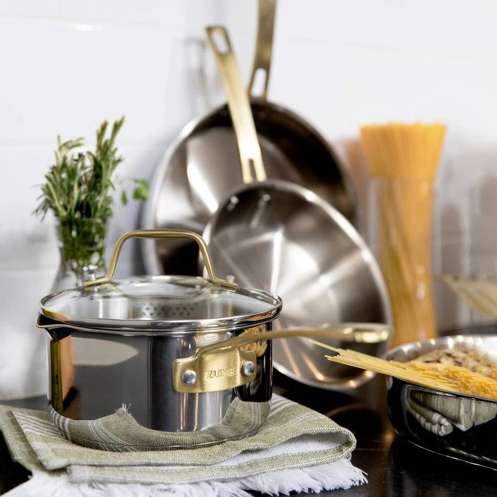 ZLINE 10-Piece Stainless Steel Cookware Set - Non-Toxic, Dishwasher Safe Pots and Pans with Glass Lids (CWSETL ST 10) - Perfect for Home Cooking, Professional Chefs & Restaurant Use