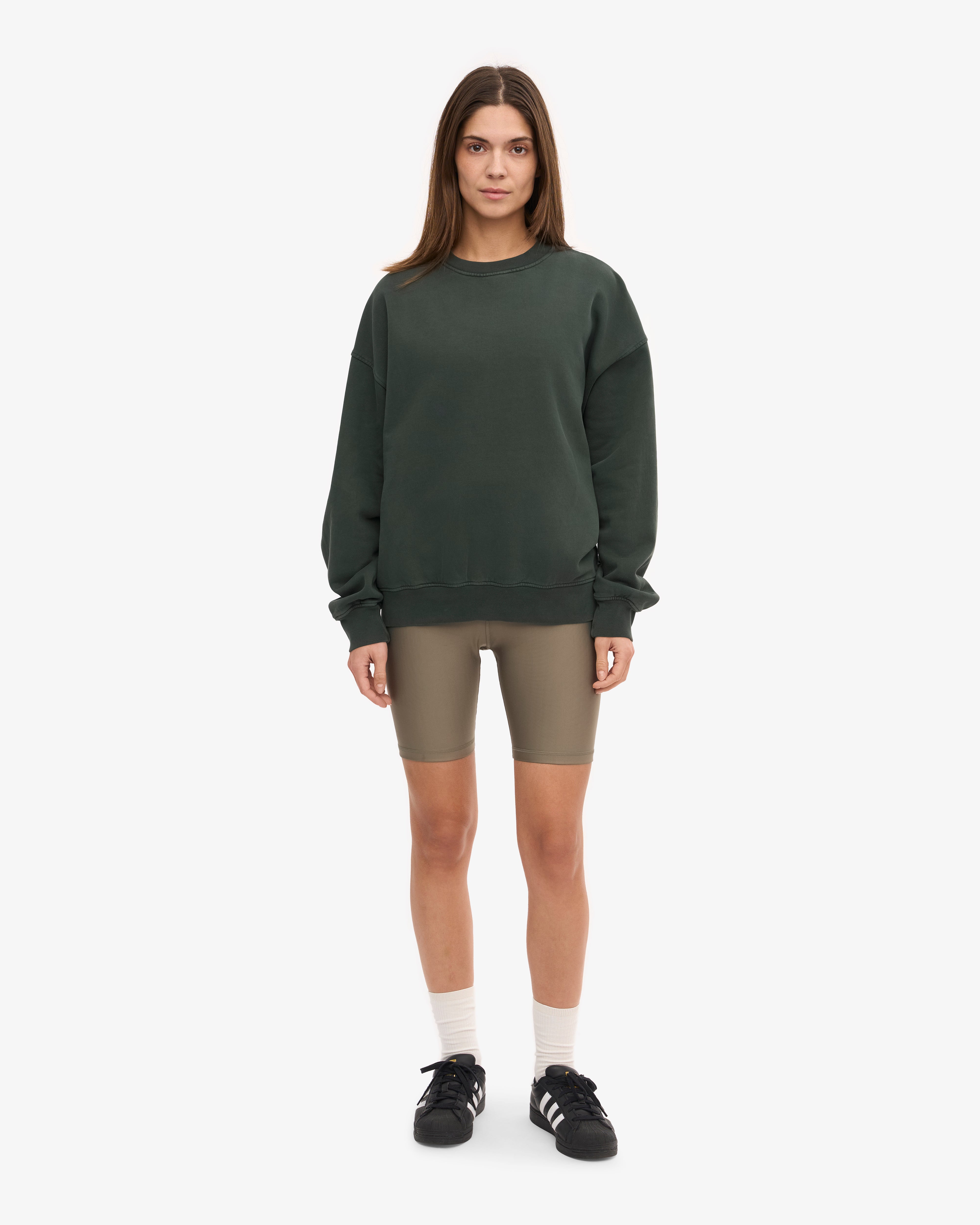 Organic Oversized Crewneck Sweatshirt - Midnight Forest Green - Cozy Loungewear for Women & Men - Perfect for Casual Wear, Relaxing at Home & Outdoor Activities